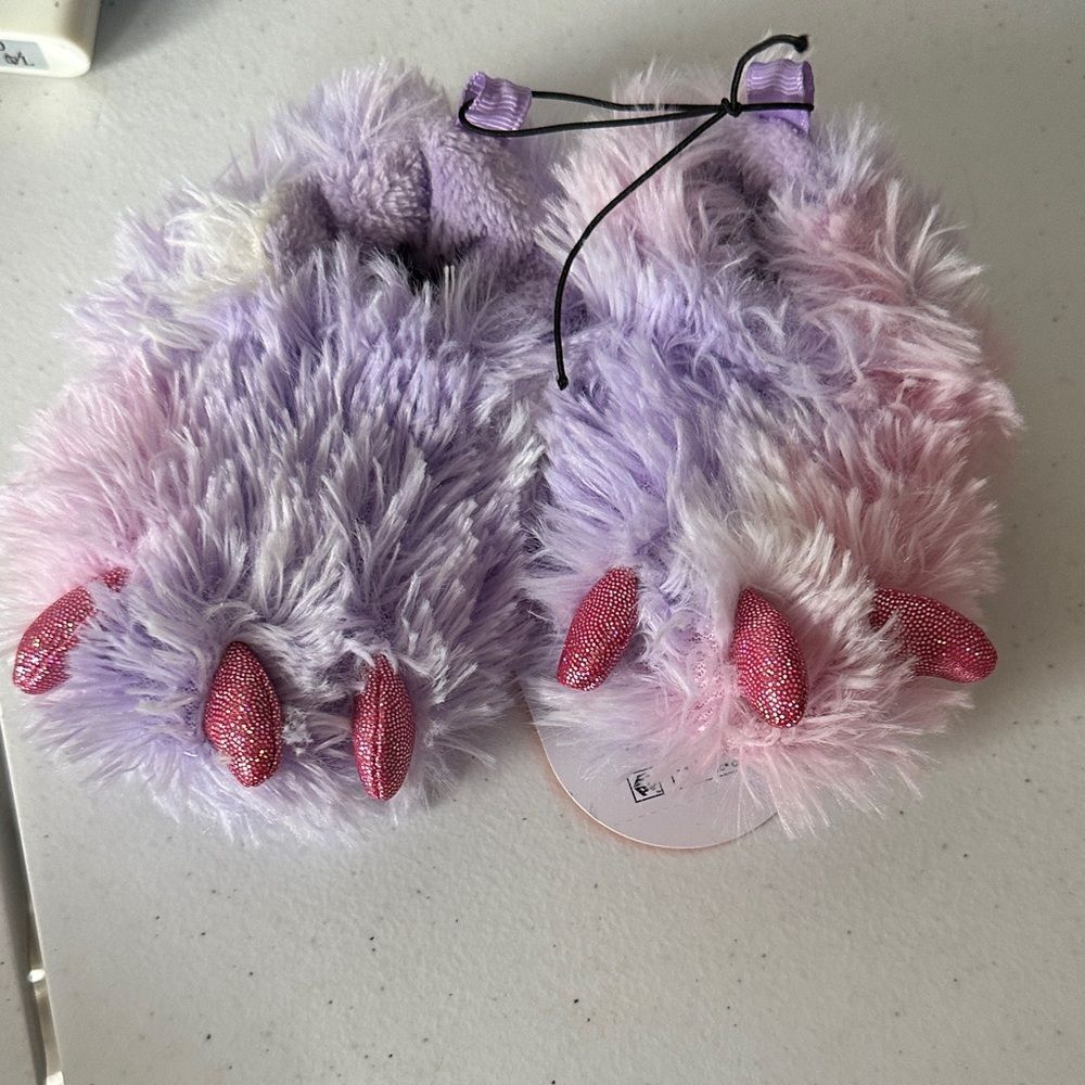 Wonder Nation Monster Paw Slippers – Purple & Fluffy – Size 3